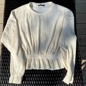 Zara Cream Peplum Sweater